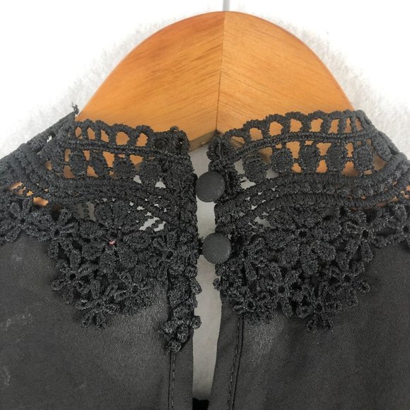 Andree by Unit NWT Women's Size Small Black Lace Blouse Long Sleeve Mock Neck - Picture 5 of 8